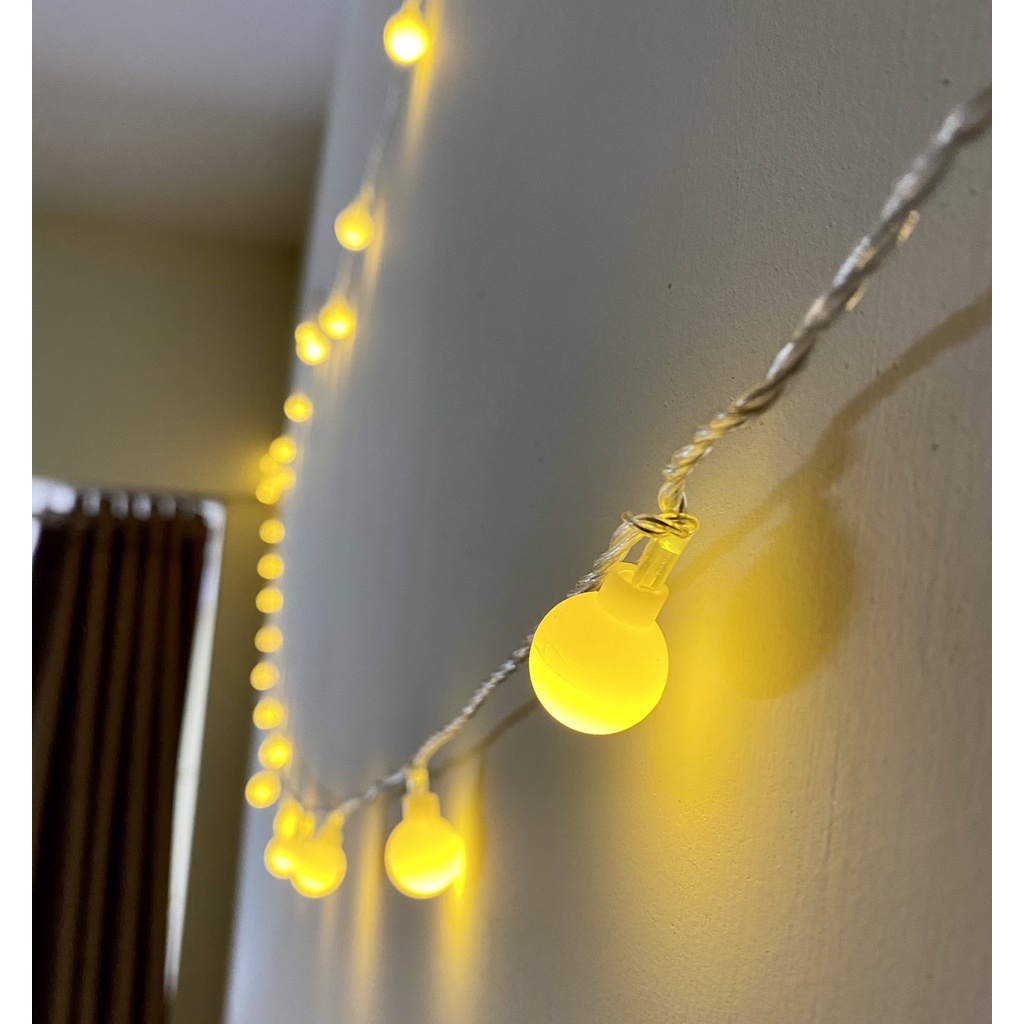 Dây Đèn Led Trang Trí Cherry Ball Dài 9 Mét/ 6 Mét Bóng Tròn Ánh Sáng Vàng Nắng, Trang Trí Quán, Nhà Cửa