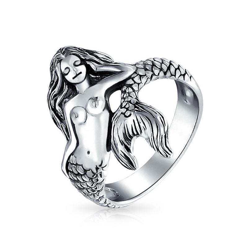 Nhẫn xi mạ bạc chạm khắc hình nàng tiên cá cổ điển 2020 | BigBuy360 - bigbuy360.vn