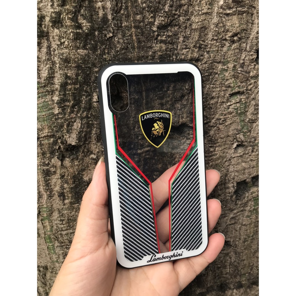 [SALE...] Ốp iPhone X Lamborghini lưng kính