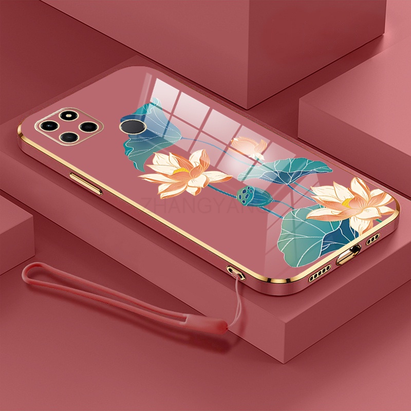 ốp lưng Realme c25 c25s c12 ốp điện thoại Realme c25 c25s c12 Ốp Điện Thoại TPU Dẻo Mạ Màu Họa Tiết Hoa Sen Sang Trọng