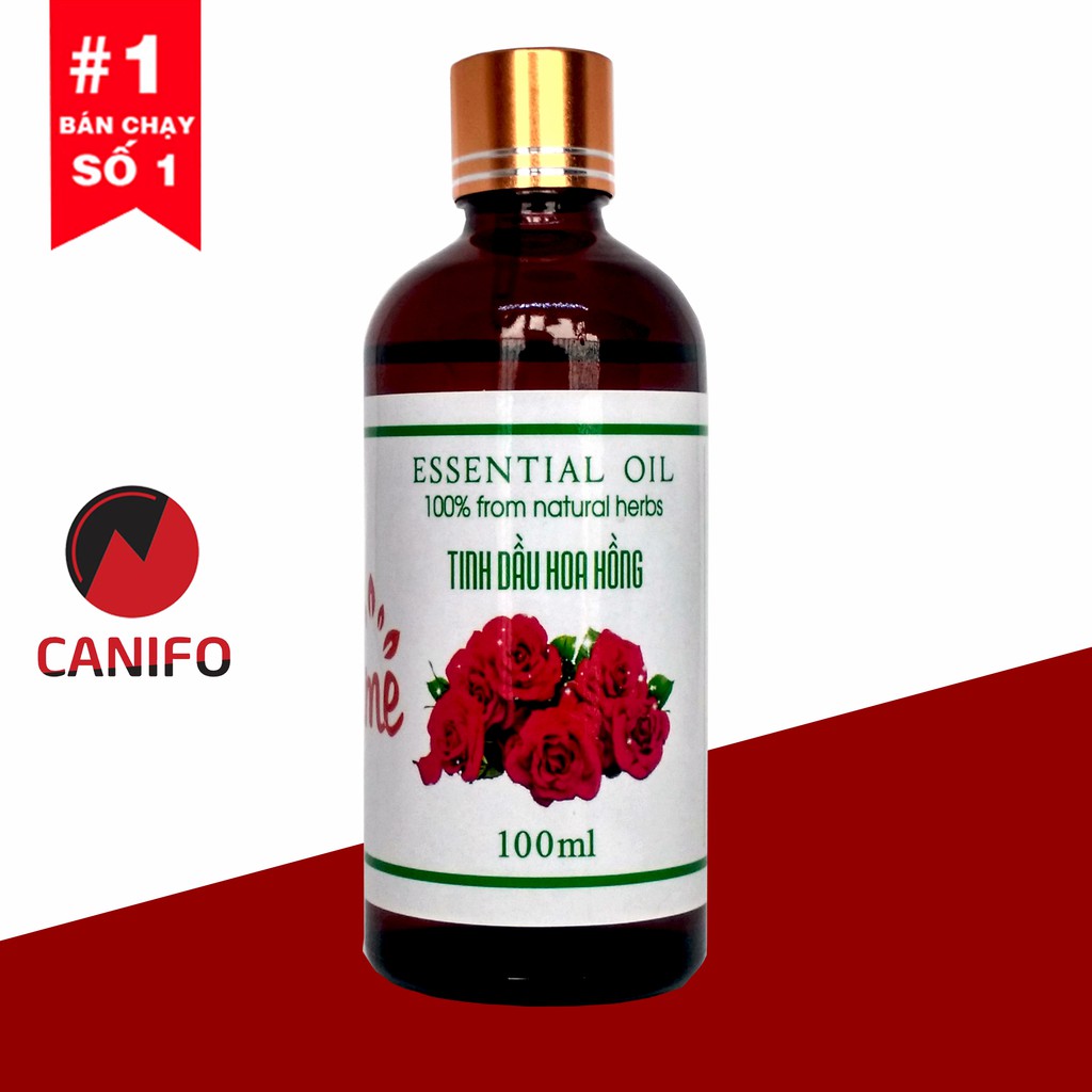 Tinh dầu hoa hồng 100ml nguyên chất Canifo có kiểm định chẩt lượng, tinh dầu thơm ngọt ngào thanh mát, làm thơm nhà