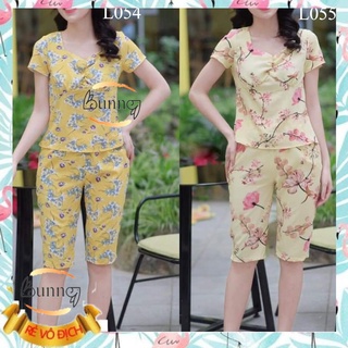 Đồ bộ nữ mặc ở nhà, phong cách hiện đại, đồ bộ chất Lụa và Đũi mẫu quần lửng kiểu dáng đẹp