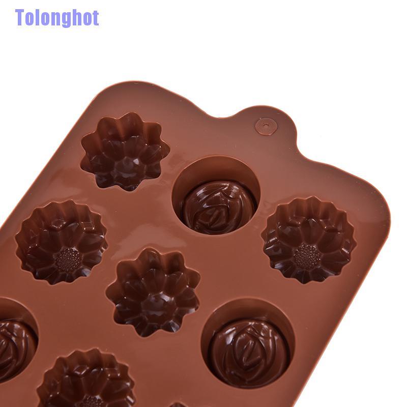 Tolonghot> 1Pc New Silicone Rose Flower-Shape Chocolate Cake Soap Mold Bake-Ice Tray Moulds