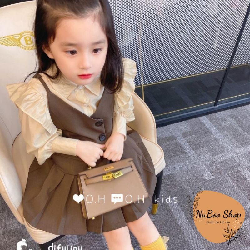 Set vét 3 món thư ký Kim cho bé, bộ vét cánh tiên mặc tết cho bé đồ bộ đám cưới bé gái