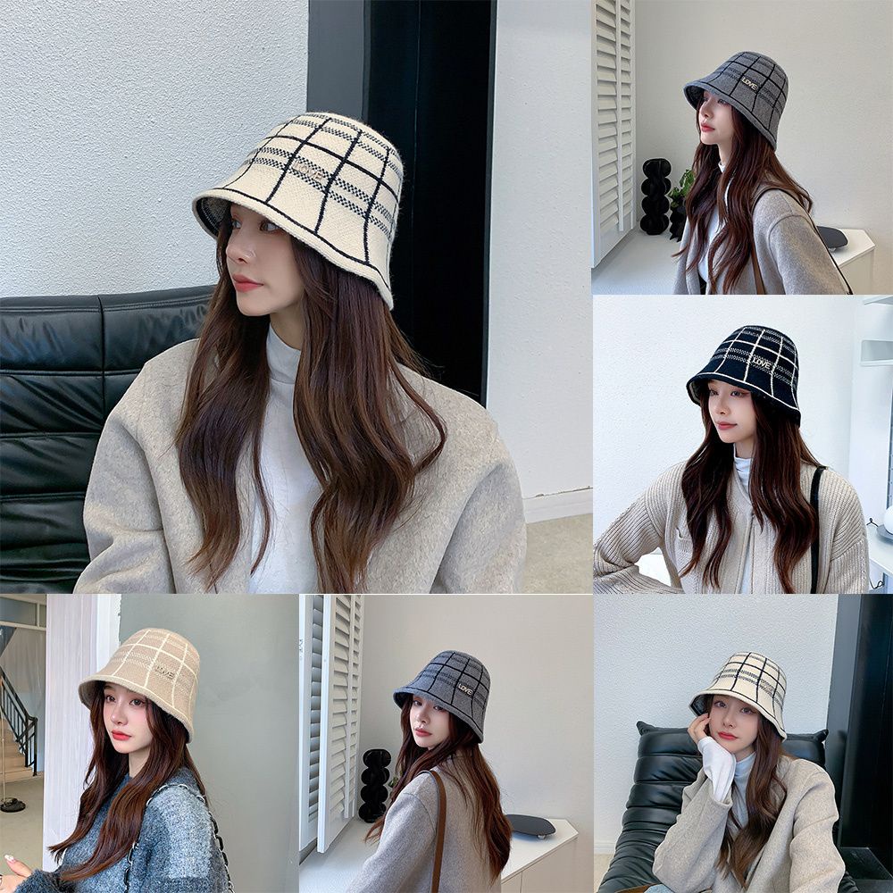 Nón bucket dệt kim giả len phong cách cổ điển đơn giản thời trang thu đông mới cho nữ