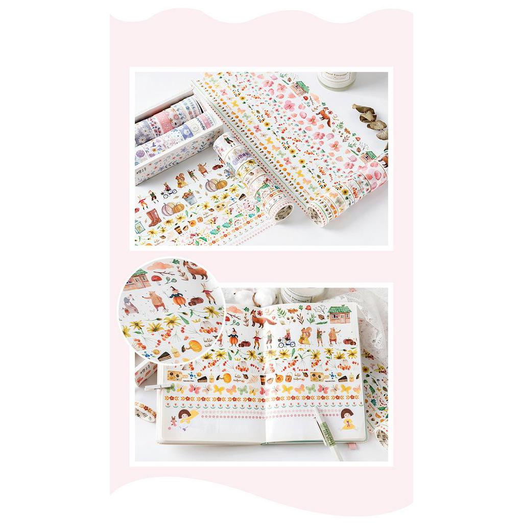 DecorMe Hộp washi tape cute 20 cuộn nhiều hình dễ thương trang trí sổ tay