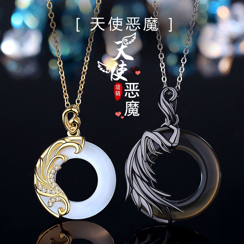 Vòng cổ Mặt Hình Thiên Thần Ác Quỷ Phong Cách Retro Cho Cặp Đôi