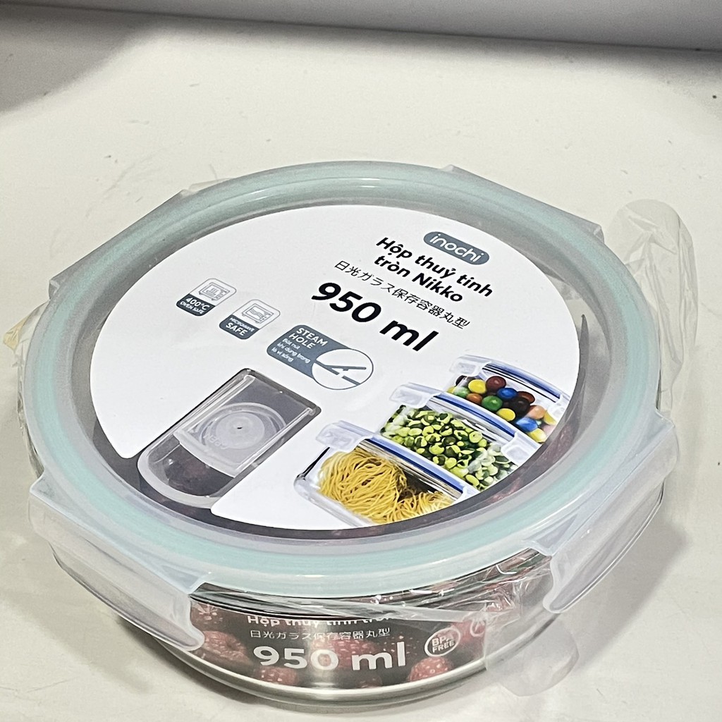 Hộp Thủy Tinh Kháng Khuẩn Nikko Tròn 400ml, 620ml, 950ml- Dùng Lò Vi Sóng Và Tủ Đông Lạnh
