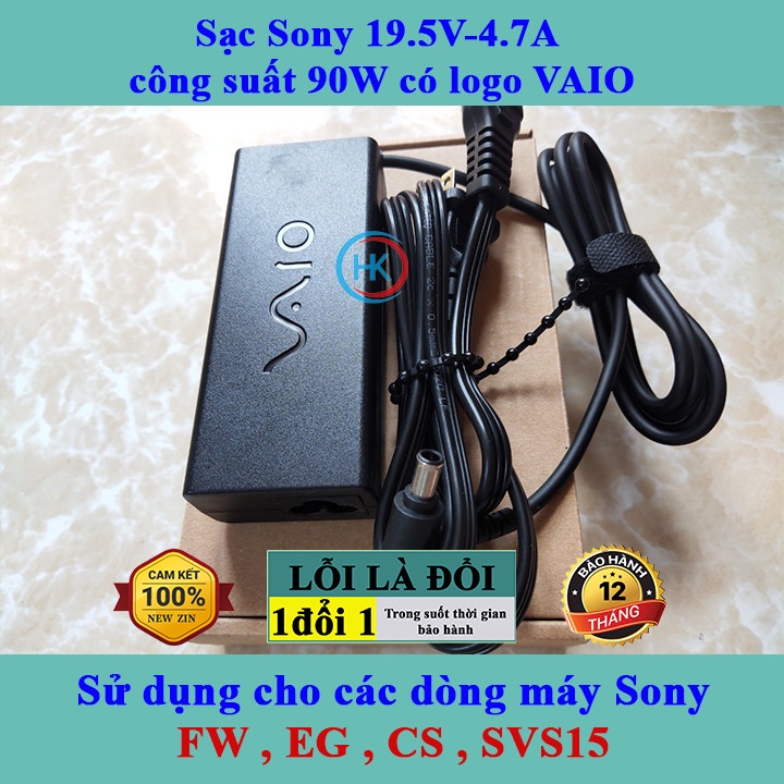 Sạc Laptop Sony 19.5v - 4.7a 90W Logo Vaio dùng cho các dòng máy Sony : FW , EG , CS , SVS15