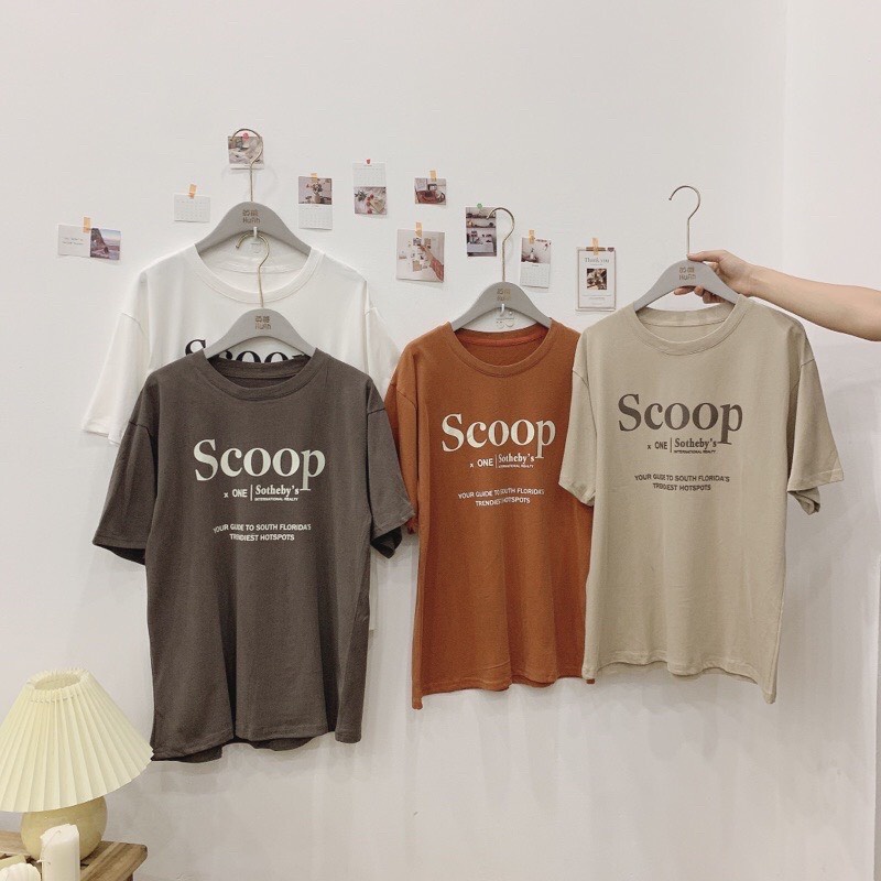 [ FREESHIP ] Áo Thun 3158 SCOOP Chất Cotton Khô,Form Rộng,Mềm Mại,Nhiều Màu Vintage,Freesize dưới 65kg