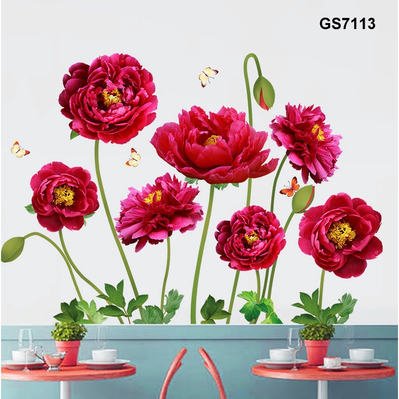 Decal dán tường trang trí phòng phong cách thiên nhiên hoa lá