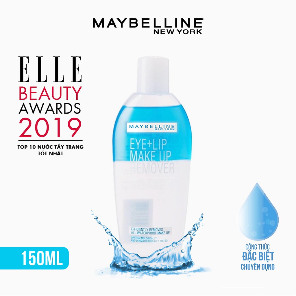 Nước Tẩy Trang Mắt và Môi Chuyên Dụng 2 lớp Maybelline New York Eye & Lip Makeup Remover 150ml - Mỹ Chính Hãng