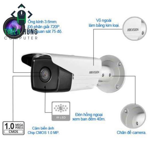 Camera Hikvision Thân Trụ DS-2CE56C0T-IT3 (NGOÀI TRỜI - VỎ SẮT)