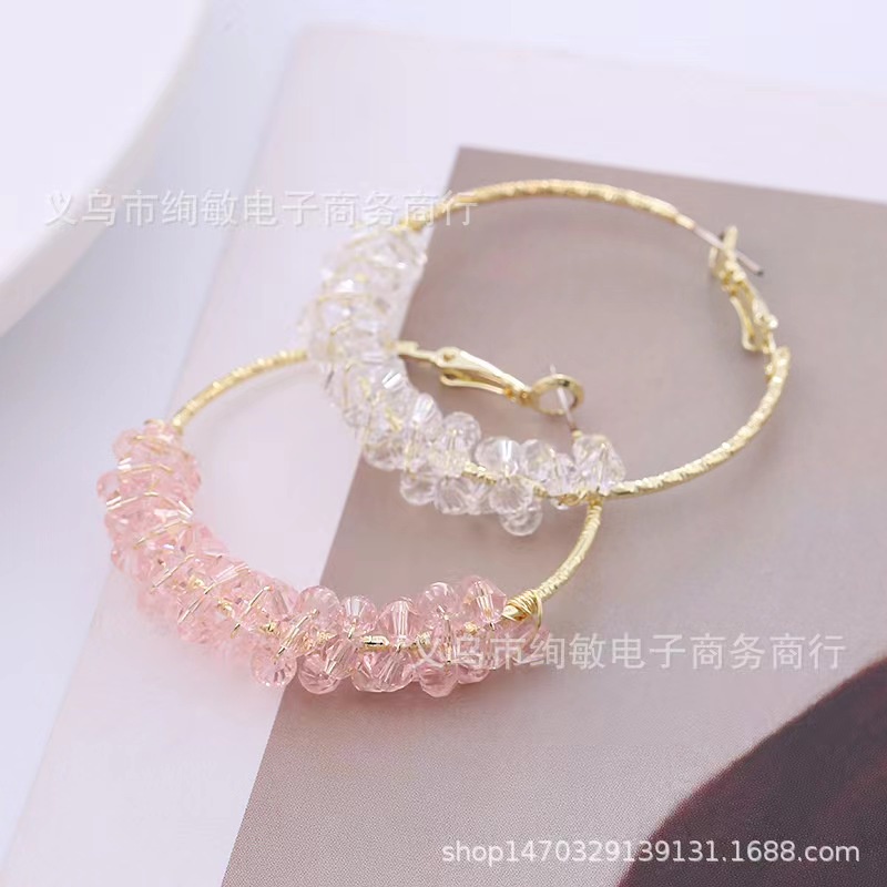 Bông Tai Mạ Bạc 925 Hình Chữ C Đính Pha Lê Phong Cách Nhật Hàn Cổ Điển Thời Trang Cho Nữ