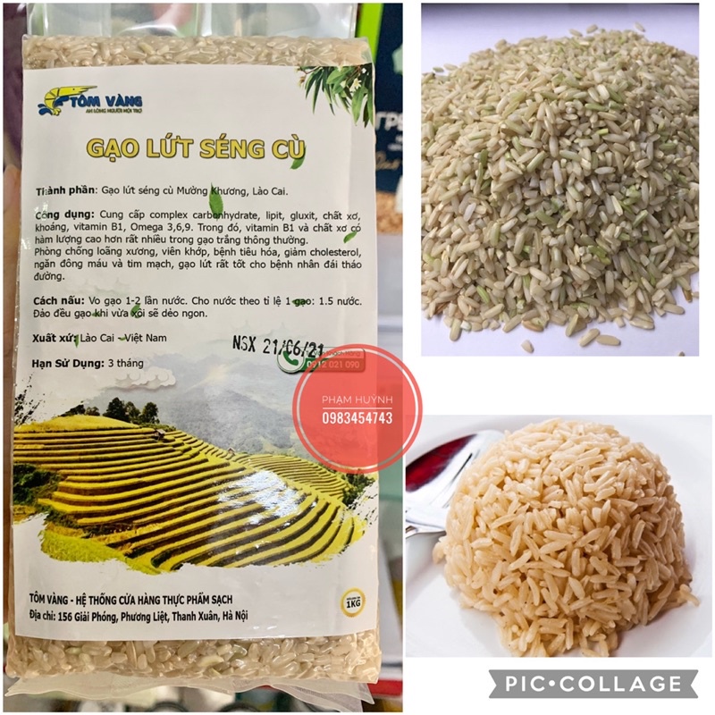 Gạo lứt trắng dẻo Séng Cù Điện Biên túi 1kg, Gạo lức Séng Cù, gạo mới thơm ngon, ăn đậm cơm