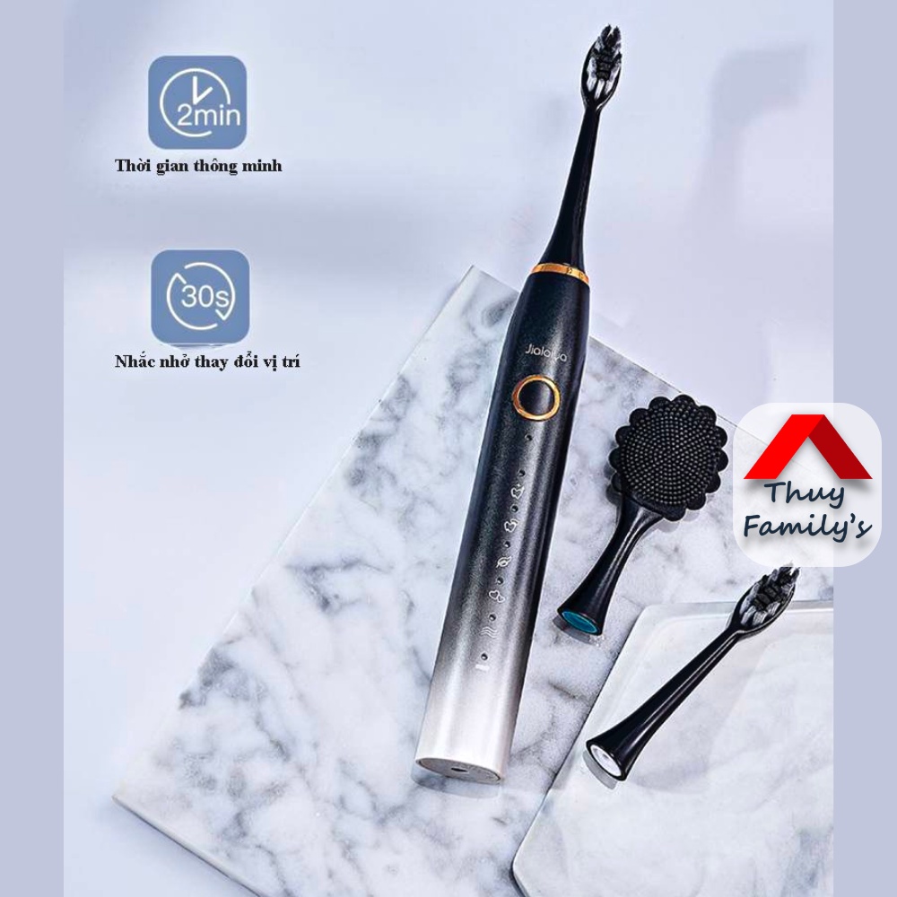 Bàn chải điện tự động 5 IN 1 cao cấp JIALAIYA X100, Bàn chải đánh răng lông mềm - tặng 5 đầu bàn chải