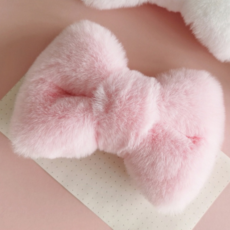 Kẹp Tóc Lông Xù Đính Nơ Lớn Xinh Xắn Giá Đỡ