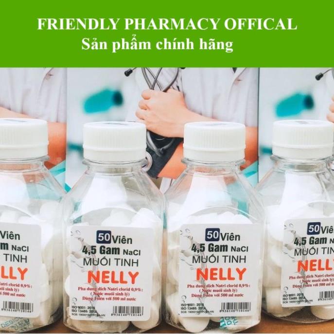 Viên muối Nelly Natri 0,9% (nước muối sinh lý) giúp vệ sinh mũi miệng (50 viên)