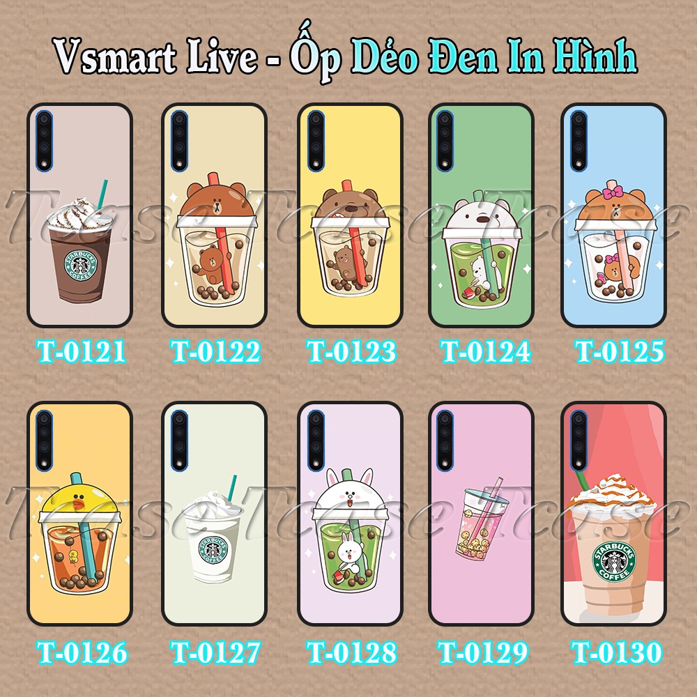 Ốp lưng Vsmart Live dẻo đen in hình Ly Trà Sữa