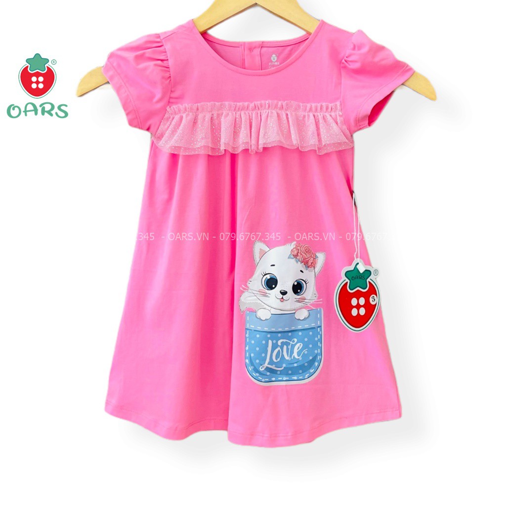 Đầm bé gái đẹp - Áo đầm chữ A cho bé Đầm váy trẻ em thiết kế chất cotton hàng cao cấp in hình mèo xinh dễ thương 9-24 kí