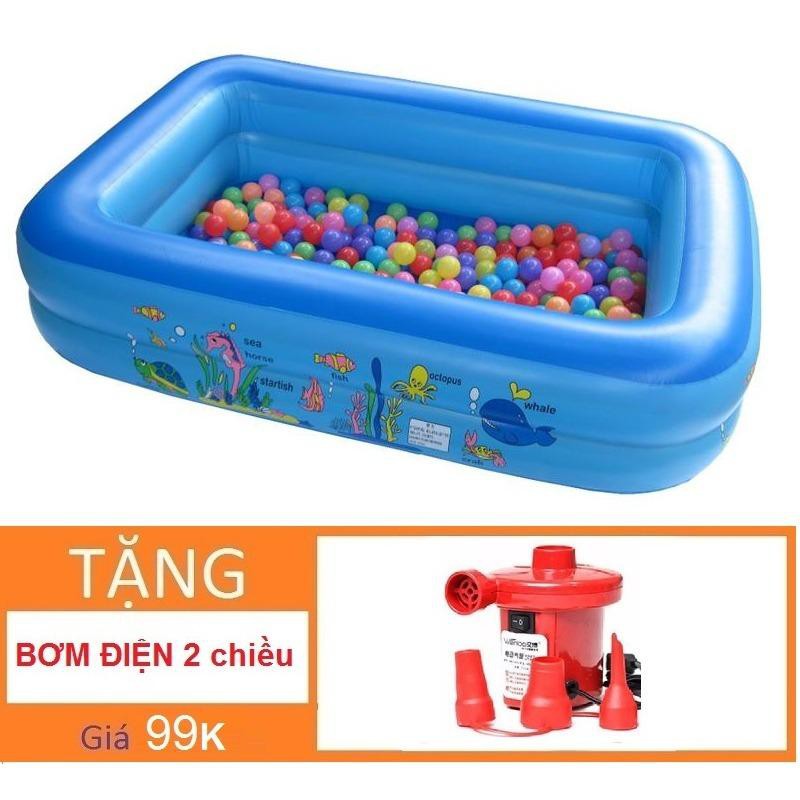 Bể bơi phao 2 tầng hình chữ nhật 1,2m TẶNG Bơm Điện 2 chiều