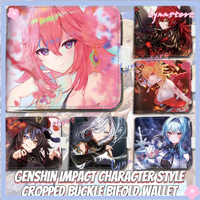 Genshin Impact Shenhe Hutao Diluc Ganyu Yae Miko Anime Khóa Ví Ngắn Cho Sinh Viên Whit Chủ Thẻ Tín Dụng Thời Trang PU Ví Dễ Thương Cosplay Quà Tặng