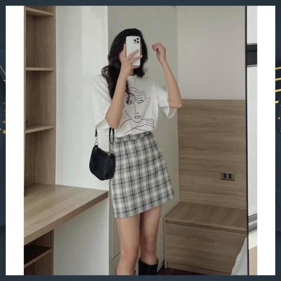 [Free Ship] Set Đồ Nữ, Set Áo Thun Trắng Mix Chân Váy Kẻ Caro Siêu Xinh Hàng Loại 1 | BigBuy360 - bigbuy360.vn