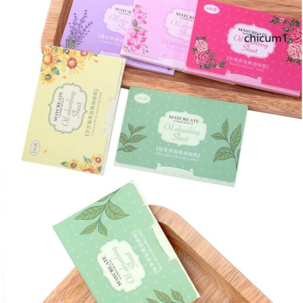 Set 100 giấy thấm dầu sợi thực vật thông thoáng dành cho trang điểm