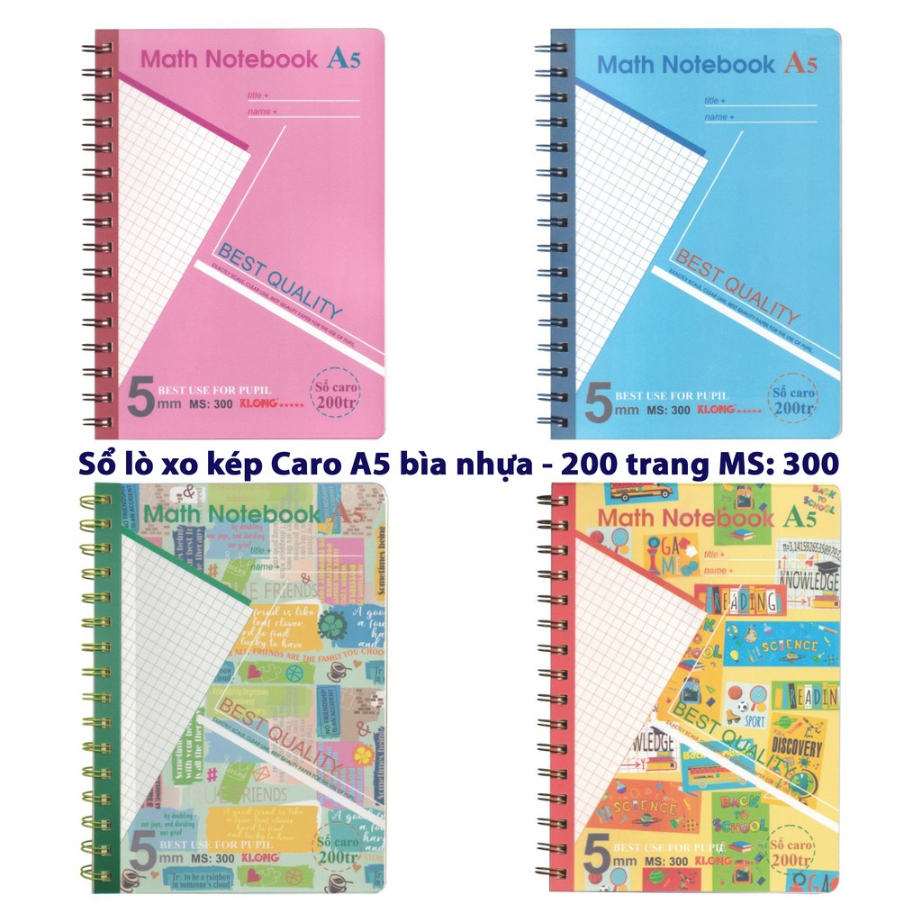 Sổ lò xo A5 Klong, sổ tay planner, vở kẻ ngang, caro học sinh tiện lợi