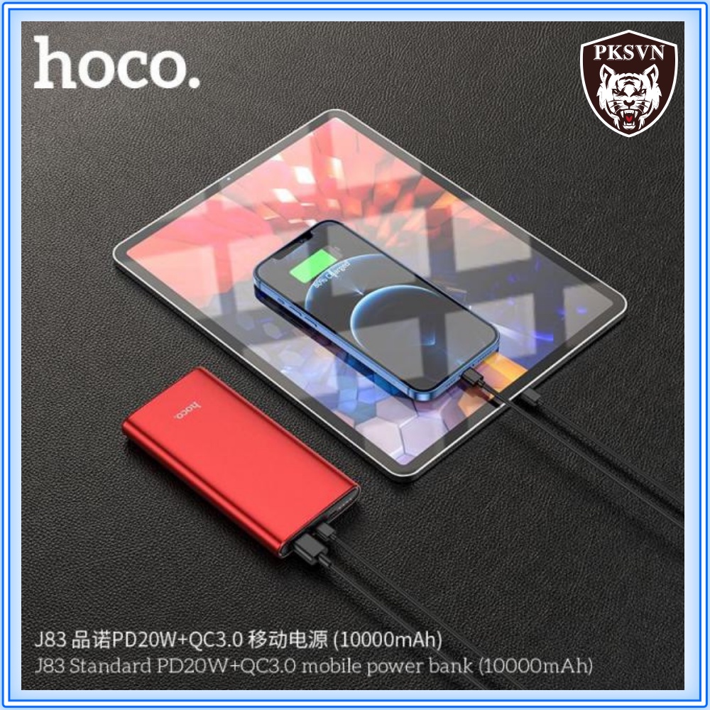 Sạc Dự Phòng Sạc Nhanh PD 20W Chính Hãng Hoco J83 - Pin Dự Phòng 10000mAh Siêu Mỏng Chuẩn QC 3.0, Type C - BH 12 Tháng