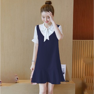 Đầm Bầu - Dáng Yếm Cổ Nơ ( Tím Than)