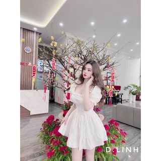 Đầm trễ vai eo chun xoè