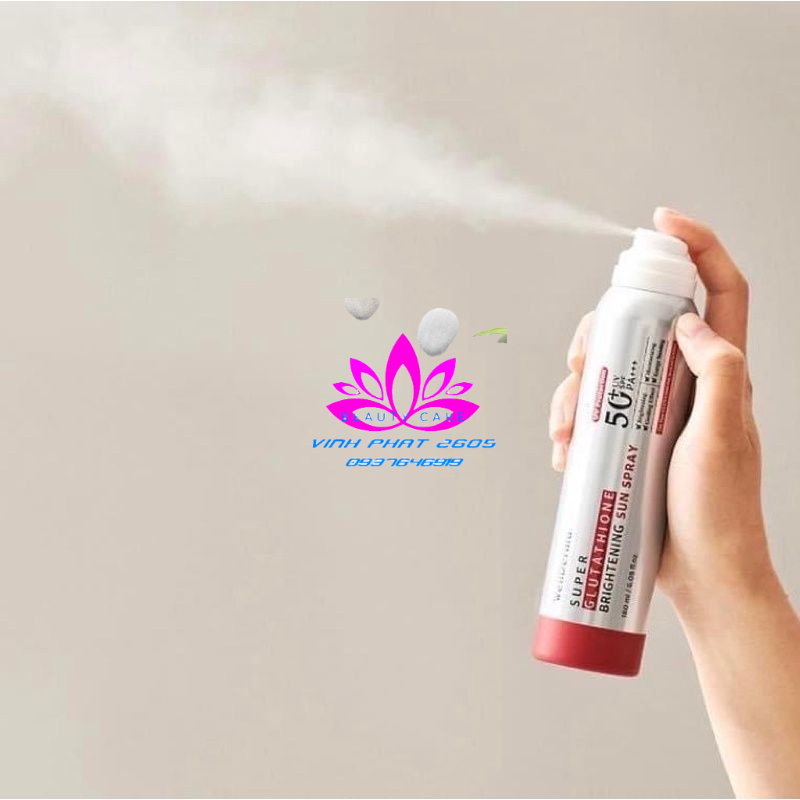 Xịt chống nắng Wellderma Super Glutathione Brightening Sun Spray UV Protection 50+ UV SPF Pa++++
