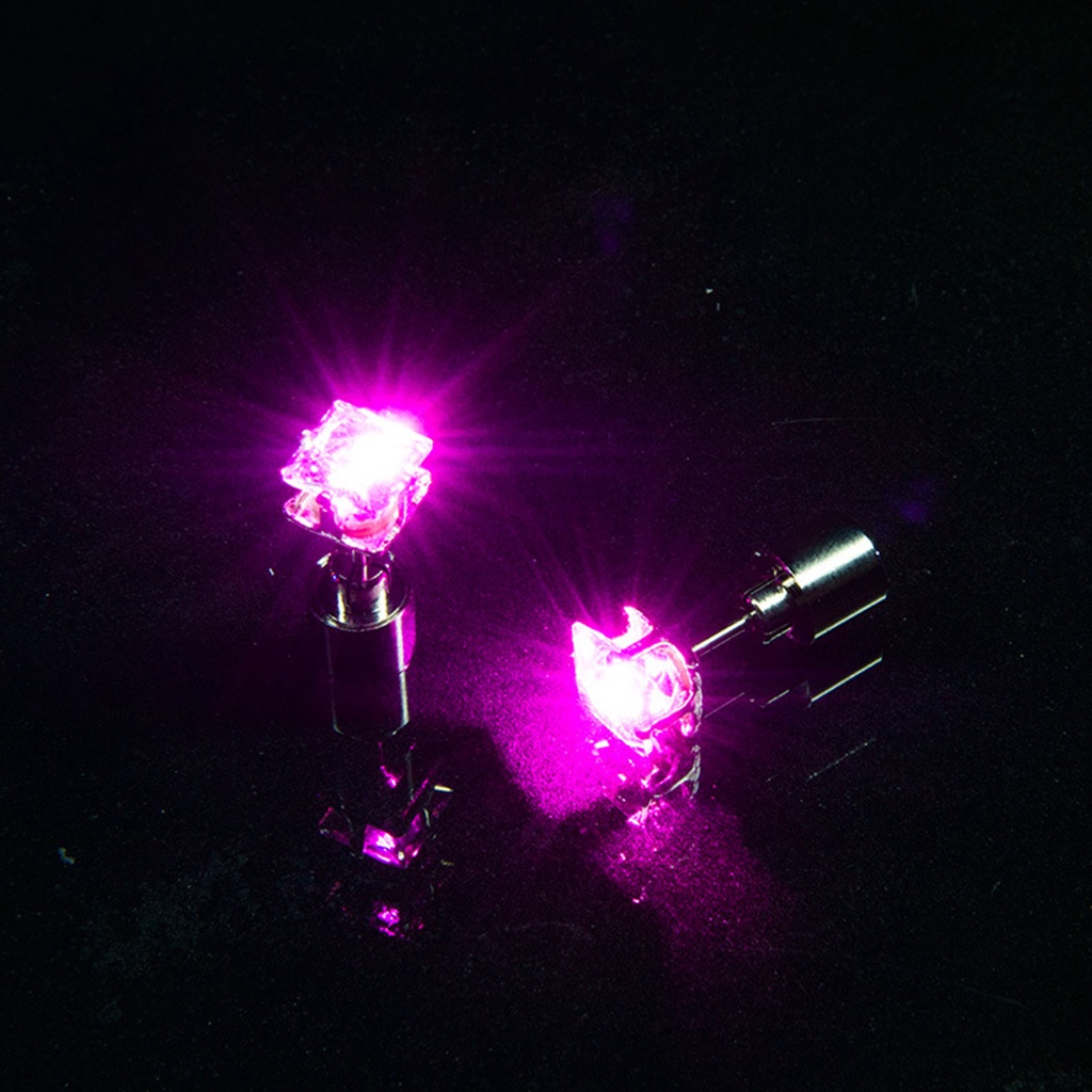Khuyên tai đính đá zirconia vuông có đèn LED phát sáng độc đáo cho nữ