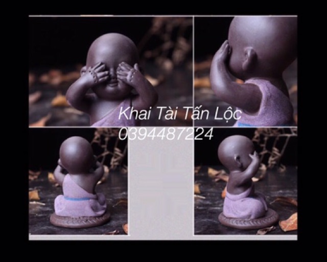 Bộ 3 chú tiểu tam không gốm tử sa mới nhất cao 10 cm