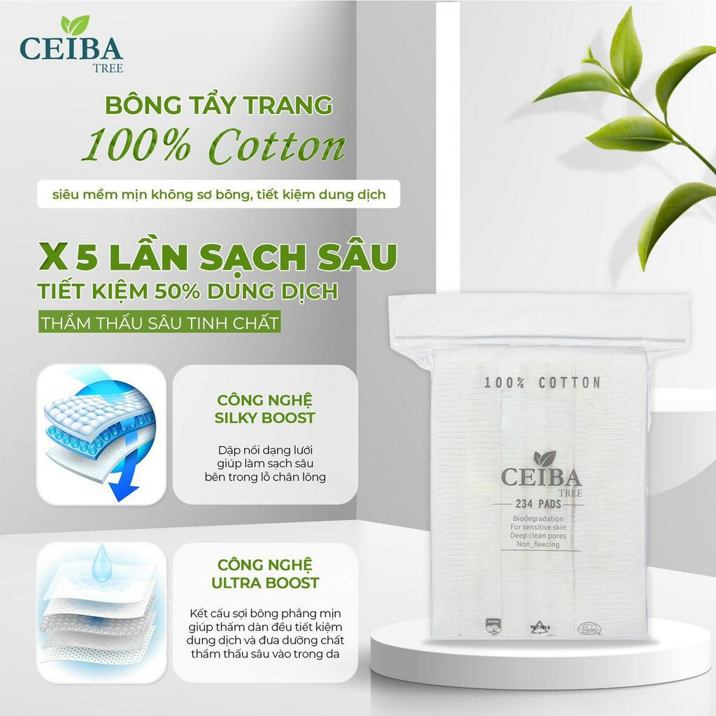 Bông Tẩy Trang Ceiba Tree Organic 100% Cotton Pad 234 Miếng