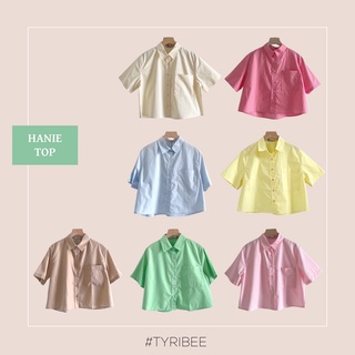 Áo sơ mi nữ croptop TN tay ngắn túi vuông chất cotton Poplin nhiều màu - Hanie Top - Tyribee Clothing