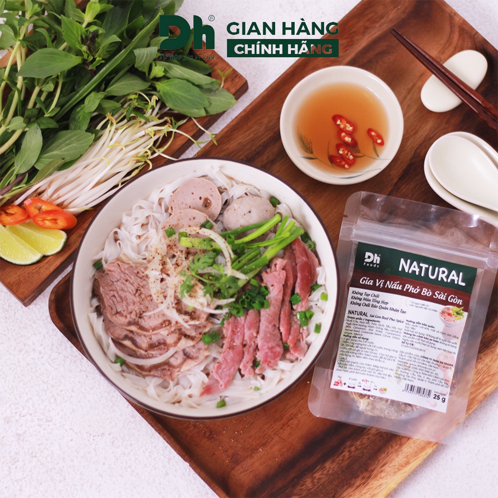 Gia vị nấu phở bò Sài Gòn Natural DH Foods nêm sẵn thành phần tự nhiên gói 25gr