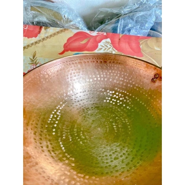 Chảo đồng đỏ 40 cm cao 11 cm nặng 1.3 kg  liệu bằng đồng nguyên