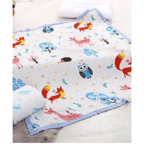 Chăn xô 6 lớp bo viền cho bé chất vải xô cotton