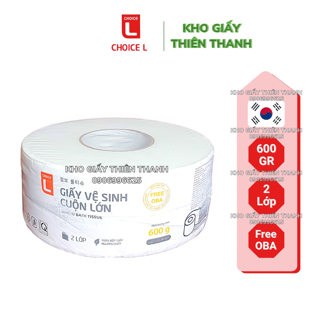 Giấy Cuộn Lớn Hàn Quốc LOTTE Choice L Giấy 2 Lớp 600GR Siêu Dai Mịn 🍀 Kho Giấy Thiên Thanh 🍀