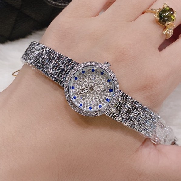 Đồng hồ nữ BEE SISTER, full đá, số đính kim cương xanh, full box, thẻ bảo hành 12 tháng - Dongho.BS