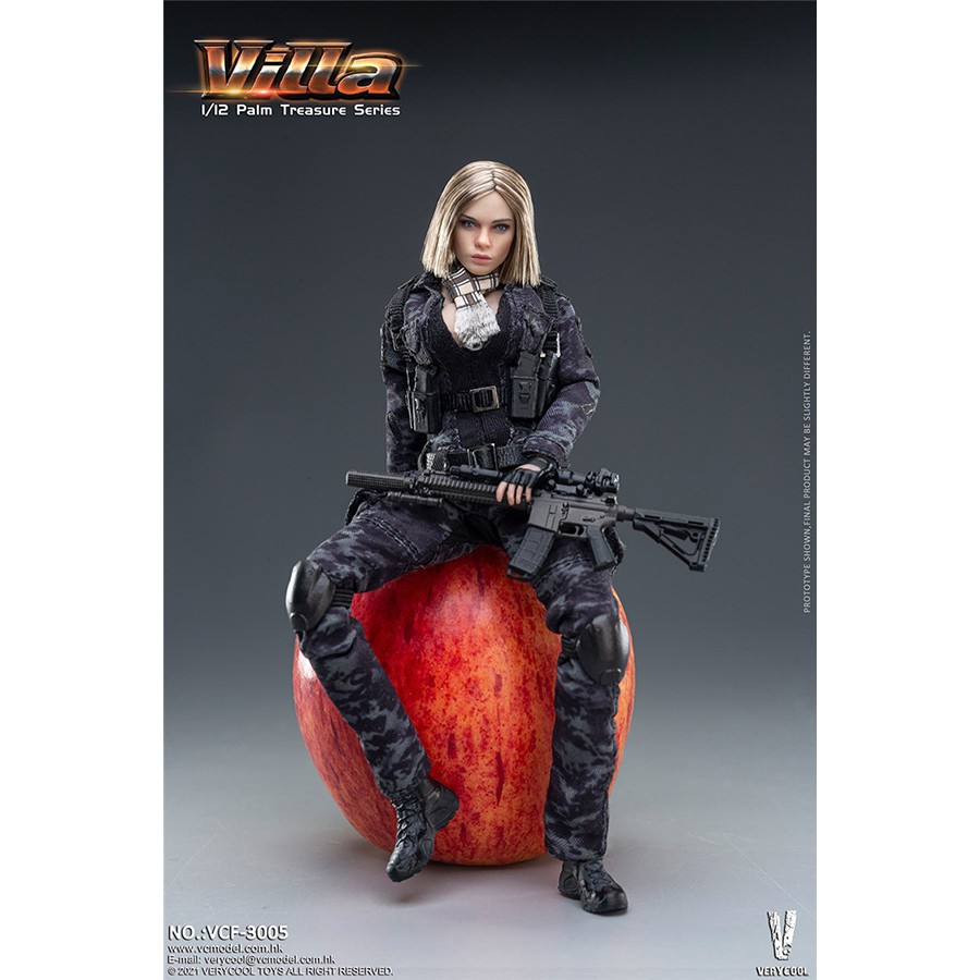 Mô hình figure, búp bê lính nữ 1/12 Villa phiên bản Black MC Camouflage chính hãng