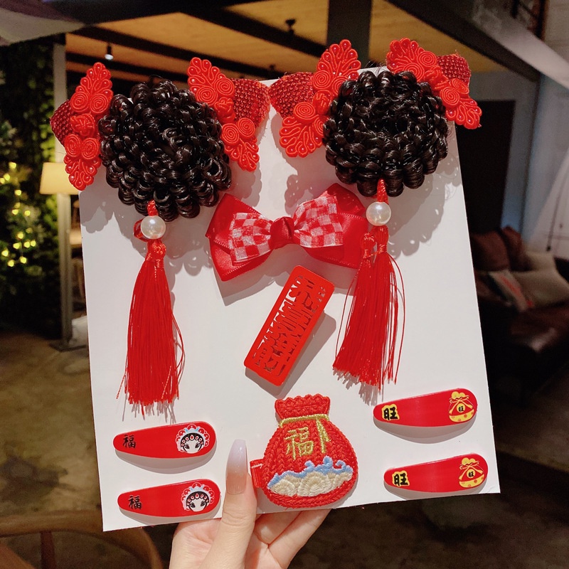 Kẹp tóc nơ đỏ cho trẻ em mới sinh