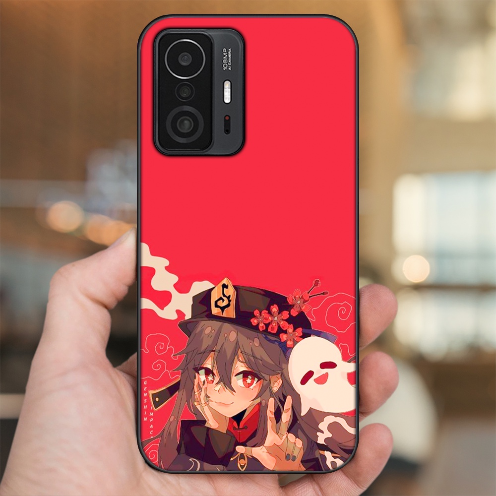 Ốp lưng Xiaomi 11T viền đen in hình Hutao Genshin Impact