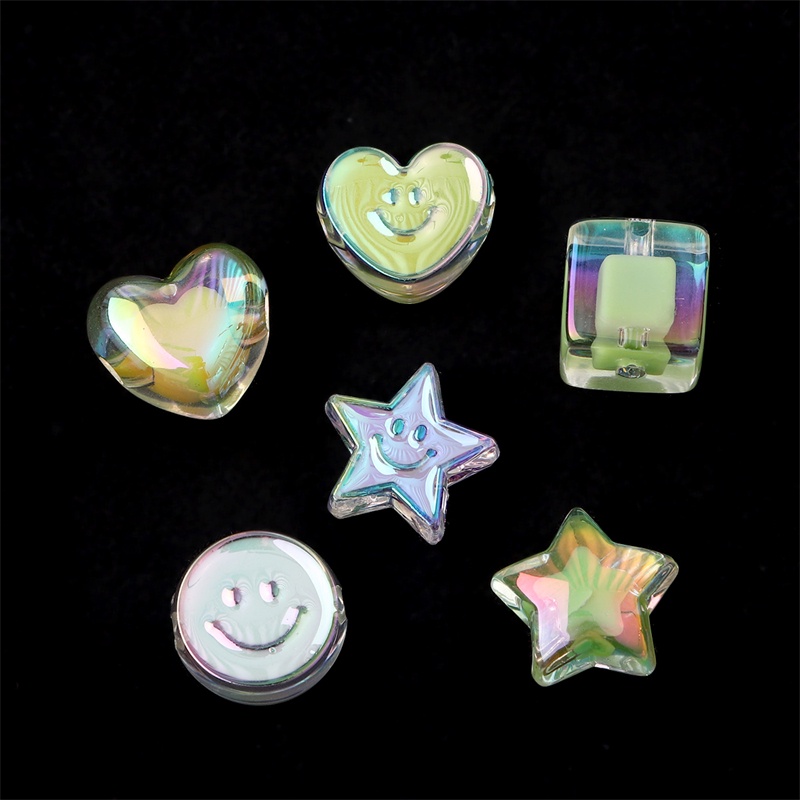 Hạt charm hình vuông / ngôi sao / trái tim tráng men nhiều màu sắc dùng làm trang sức diy