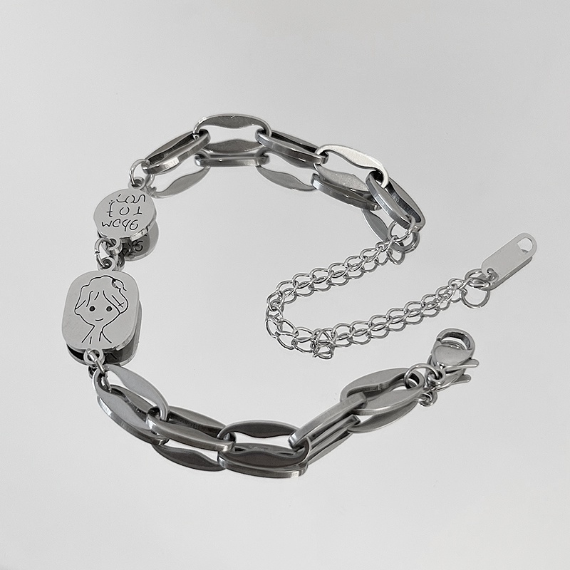 Vòng Tay Thép Titan Phong Cách hip hop Thời Trang Cho Cặp Đôi