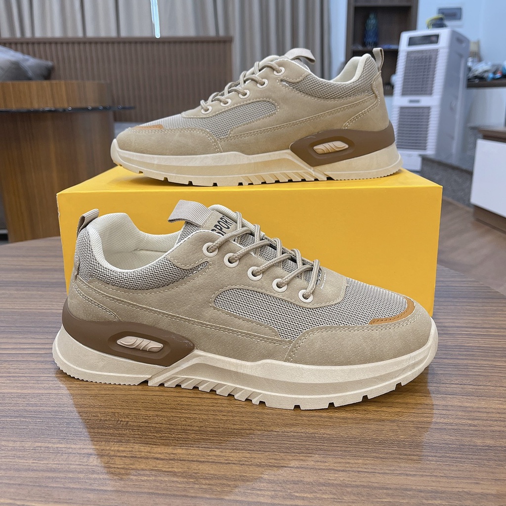 Giày thể thao nam, giày nam 2 màu xám và kem - H02