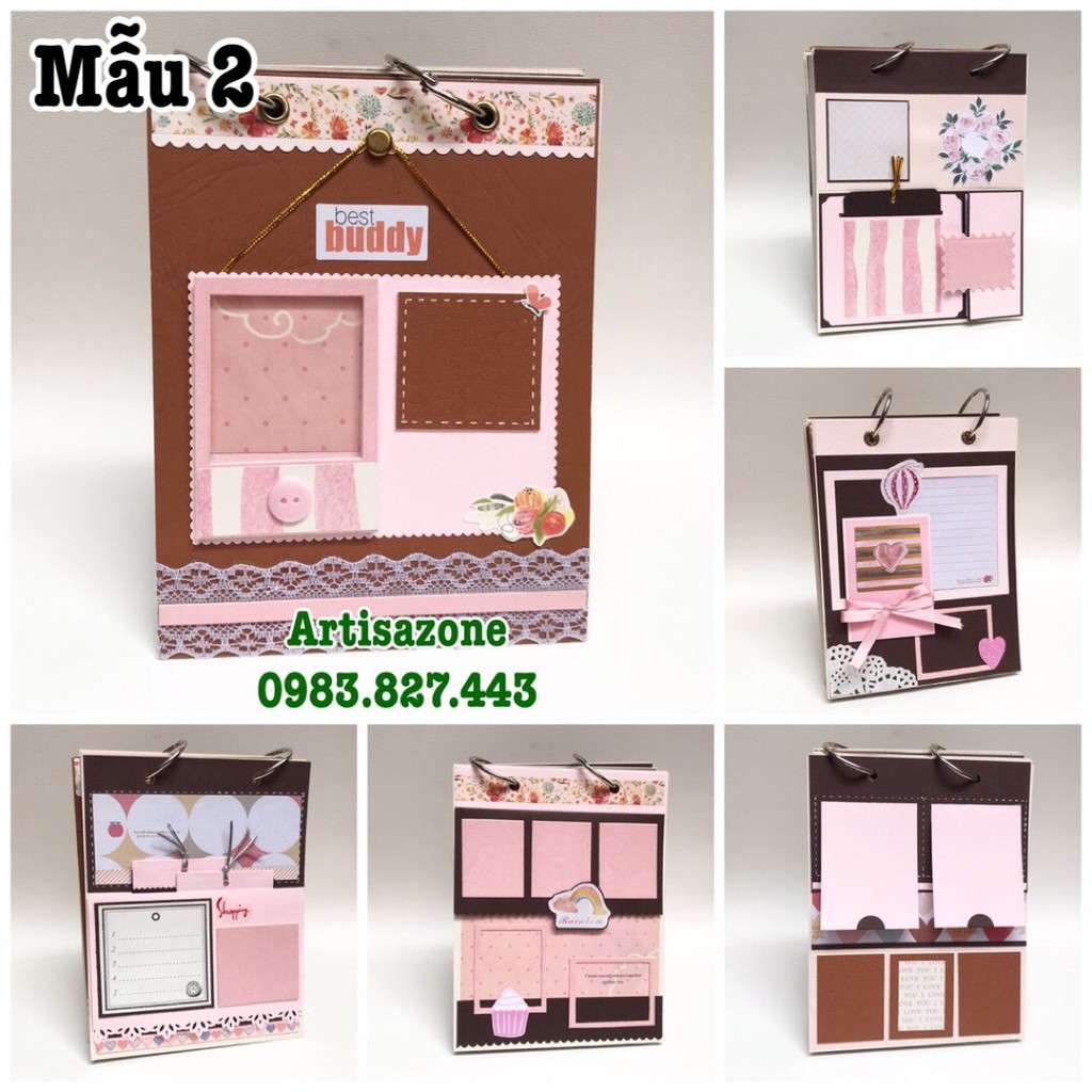 Album ảnh dán mini - Scrapbook handmade 03 (Đọc kỹ mô tả từng sản phẩm)