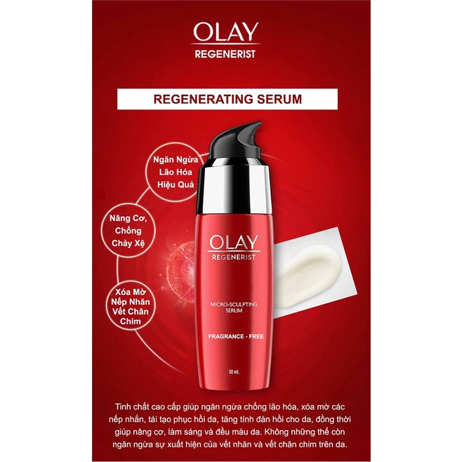 Serum Ordinary Dưỡng Da Chống Lão Hoá Olay Regenerist Micro Sculpting Serum 50ml - Serum Olay đỏ
